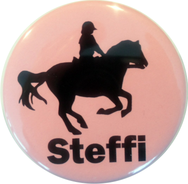 Pferd Button mit Namen rosa 2 - zum Schließen ins Bild klicken